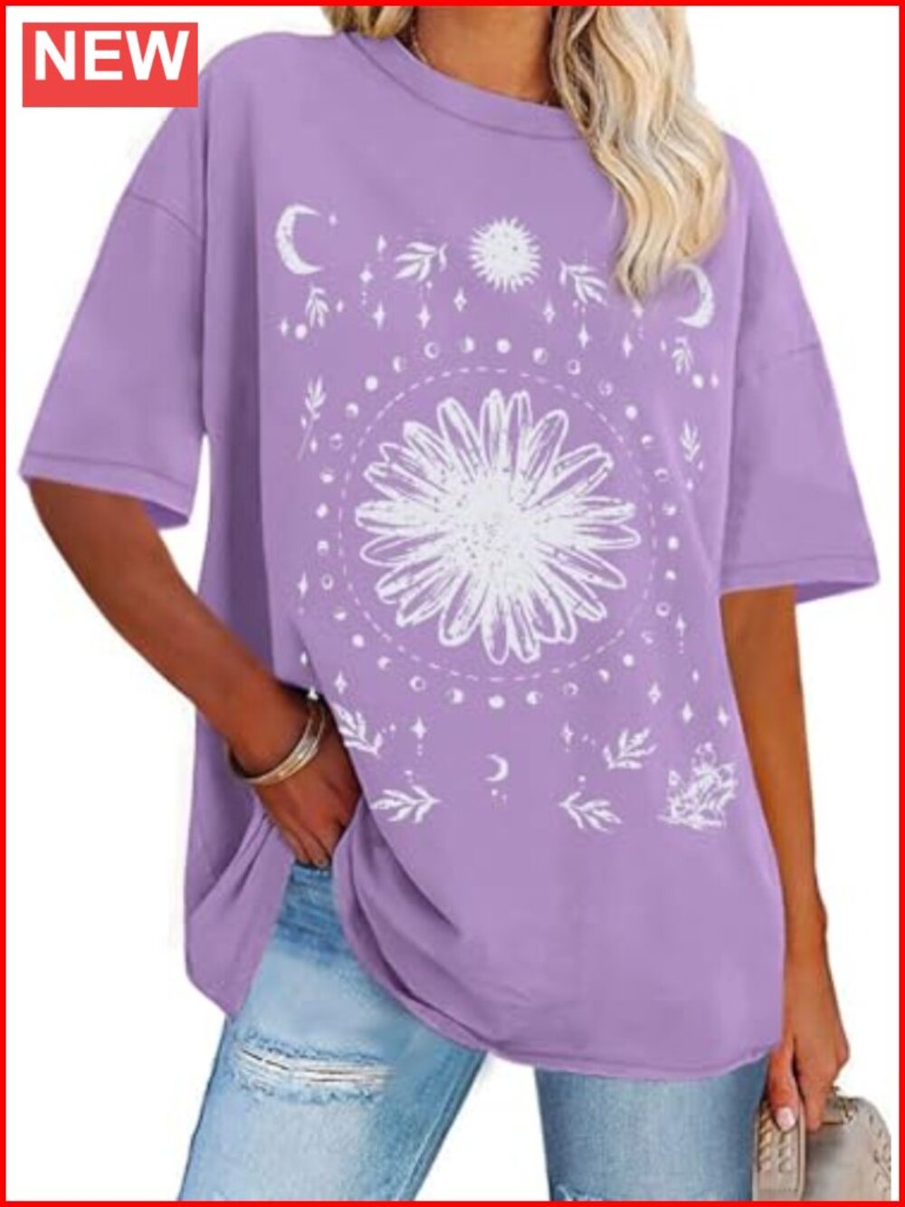 Womens Oversized Graphic Tee Crew Neck Short Sleeve Summer Tops